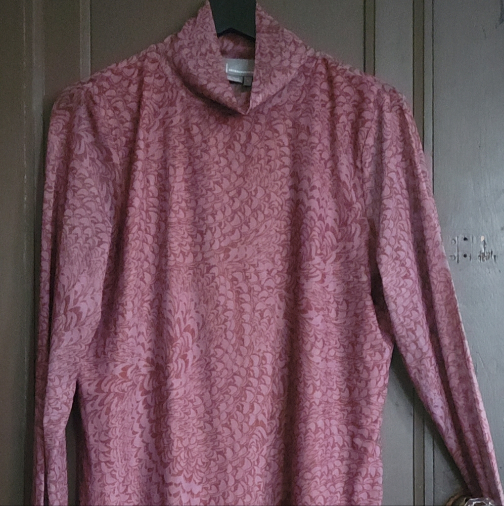 Anthropologie rose sheer turtleneck L
